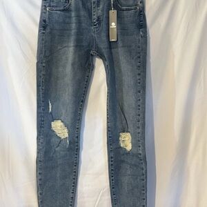 Tractr Women's Distressed Skinny Jeans - Blue